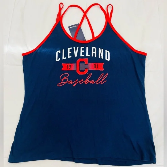 Cleveland Indians Fanatics Women's Plus Size Scoop Neck Navy Tank Top XXL NWT - Picture 2 of 7